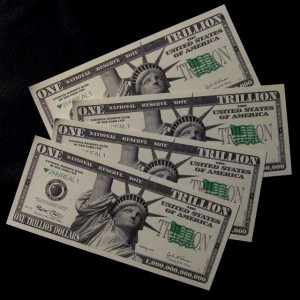 Image of fake trillions from novelty shop by Erich Vieth