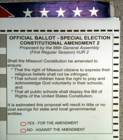 Religion ballot in Missouri