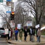 corner protesters