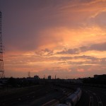 railroad yard sunset